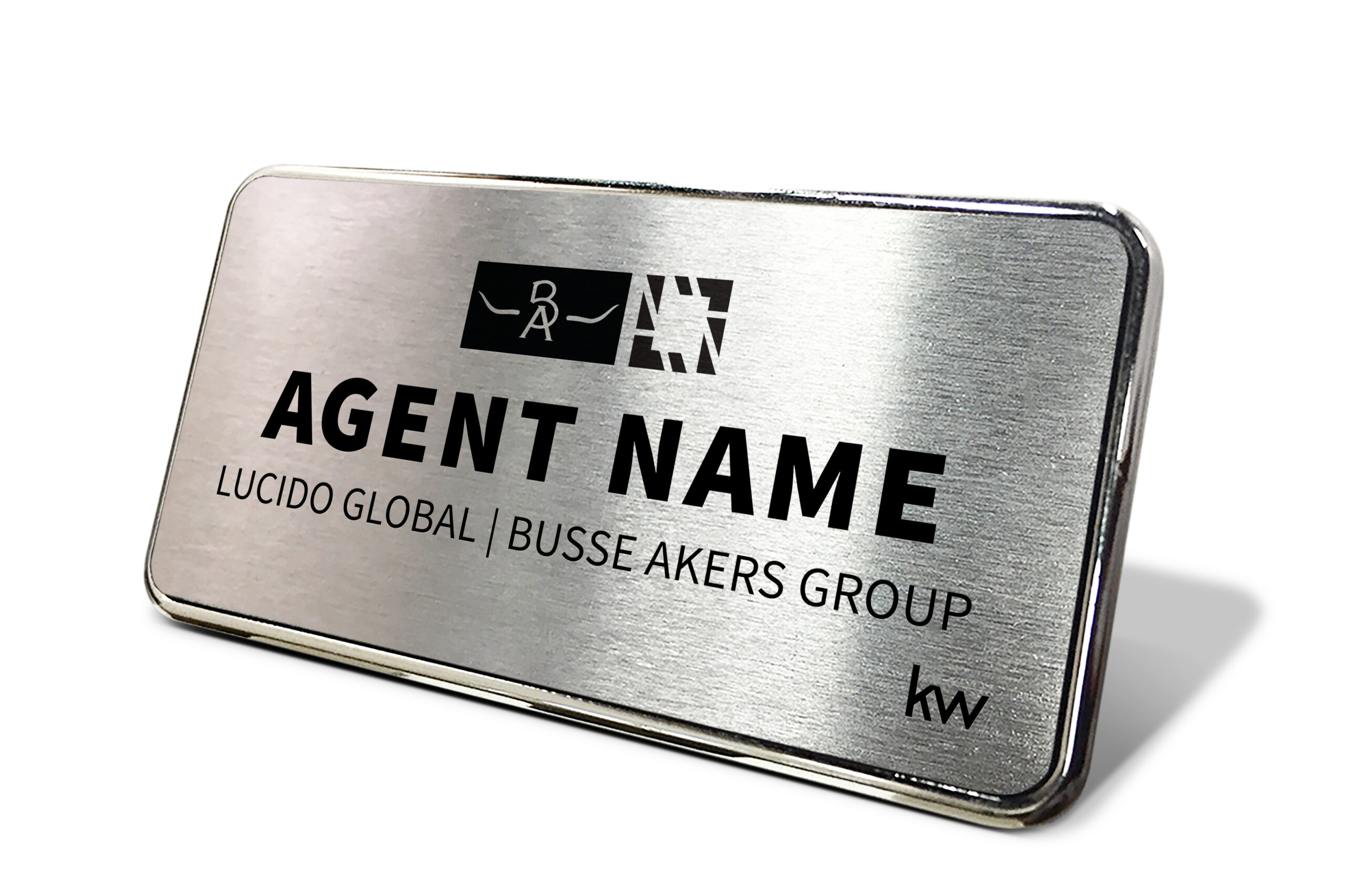 Lucido Global - Busse Akers Group  | Framed Name Tag – Silver 1.5×3